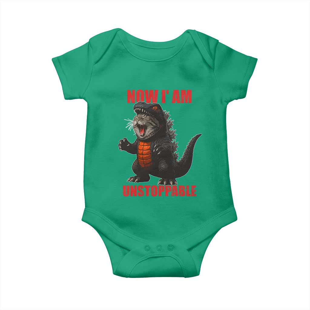 Now I Am Unstoppable Baby Onesie Funny Cat Japanese Anime Kawaii TS14 Irish Green Print Your Wear