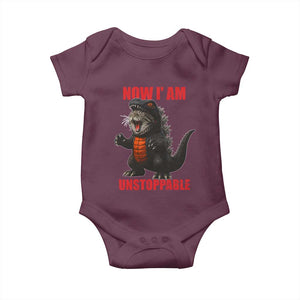 Now I Am Unstoppable Baby Onesie Funny Cat Japanese Anime Kawaii TS14 Maroon Print Your Wear