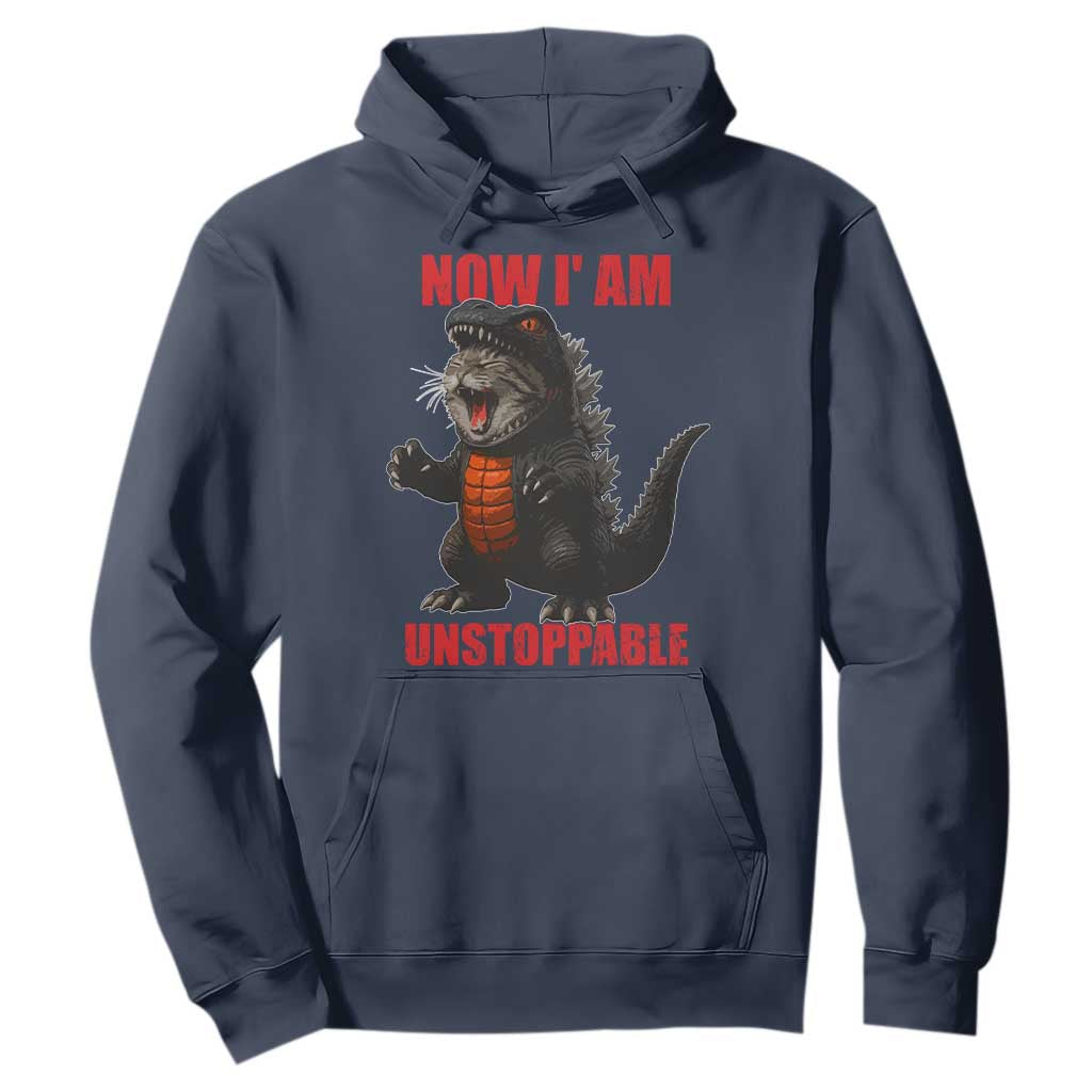 Now I Am Unstoppable Hoodie Funny Cat Japanese Anime Kawaii TS14 Navy Print Your Wear