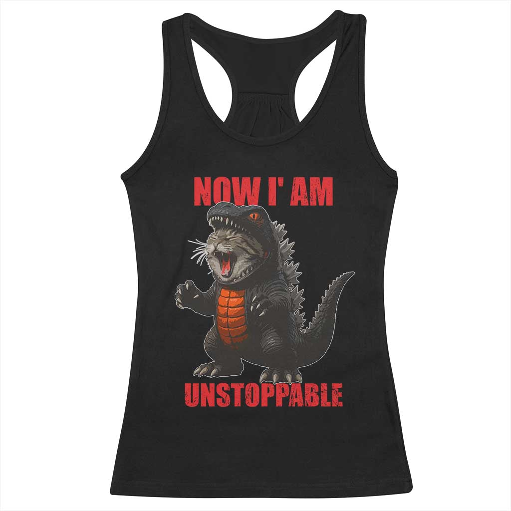 Now I Am Unstoppable Racerback Tank Top Funny Cat Japanese Anime Kawaii TS14 Black Print Your Wear