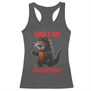 Now I Am Unstoppable Racerback Tank Top Funny Cat Japanese Anime Kawaii TS14 Dark Heather Print Your Wear