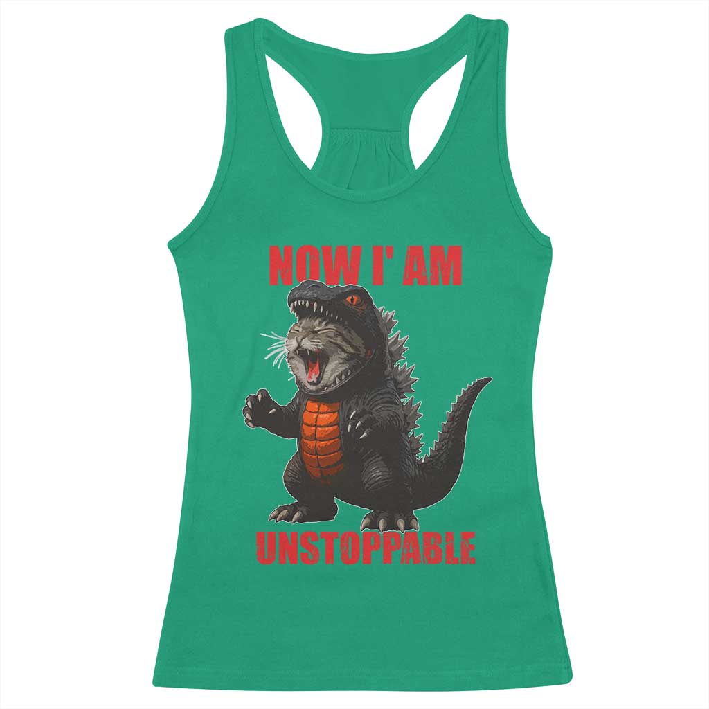 Now I Am Unstoppable Racerback Tank Top Funny Cat Japanese Anime Kawaii TS14 Irish Green Print Your Wear