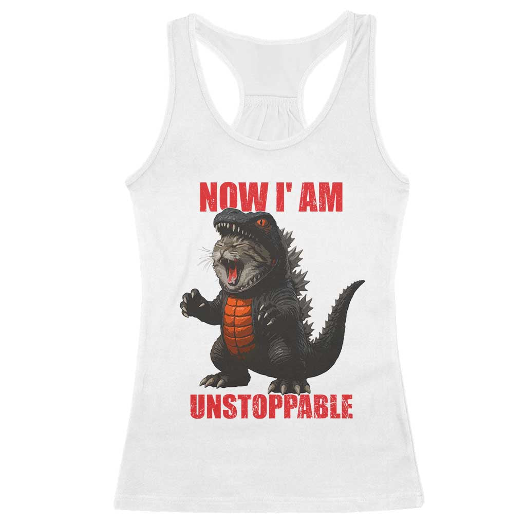 Now I Am Unstoppable Racerback Tank Top Funny Cat Japanese Anime Kawaii TS14 White Print Your Wear