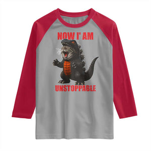 Now I Am Unstoppable Raglan Shirt Funny Cat Japanese Anime Kawaii TS14 Sport Gray Red Print Your Wear