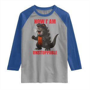 Now I Am Unstoppable Raglan Shirt Funny Cat Japanese Anime Kawaii TS14 Sport Gray Royal Print Your Wear