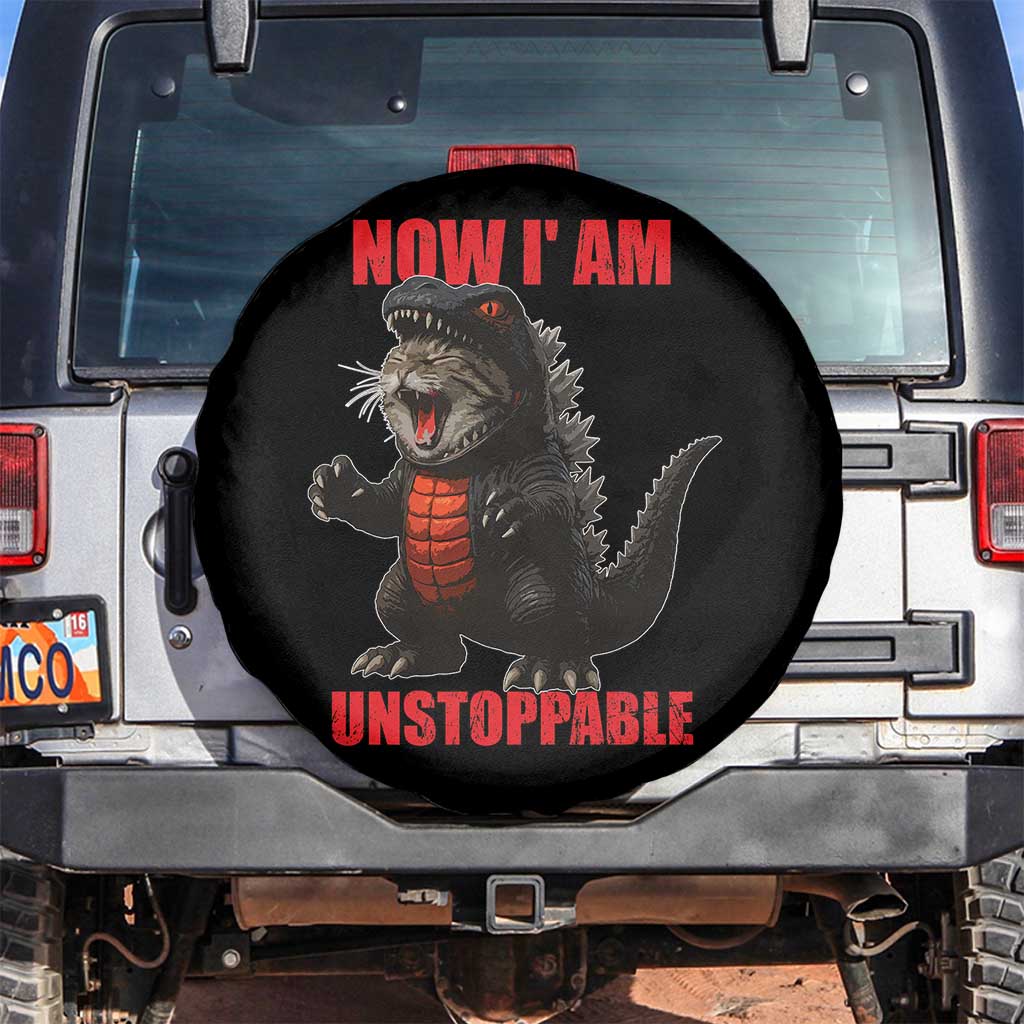 Now I Am Unstoppable Spare Tire Cover Funny Cat Japanese Anime Kawaii TS14 No hole Black Print Your Wear