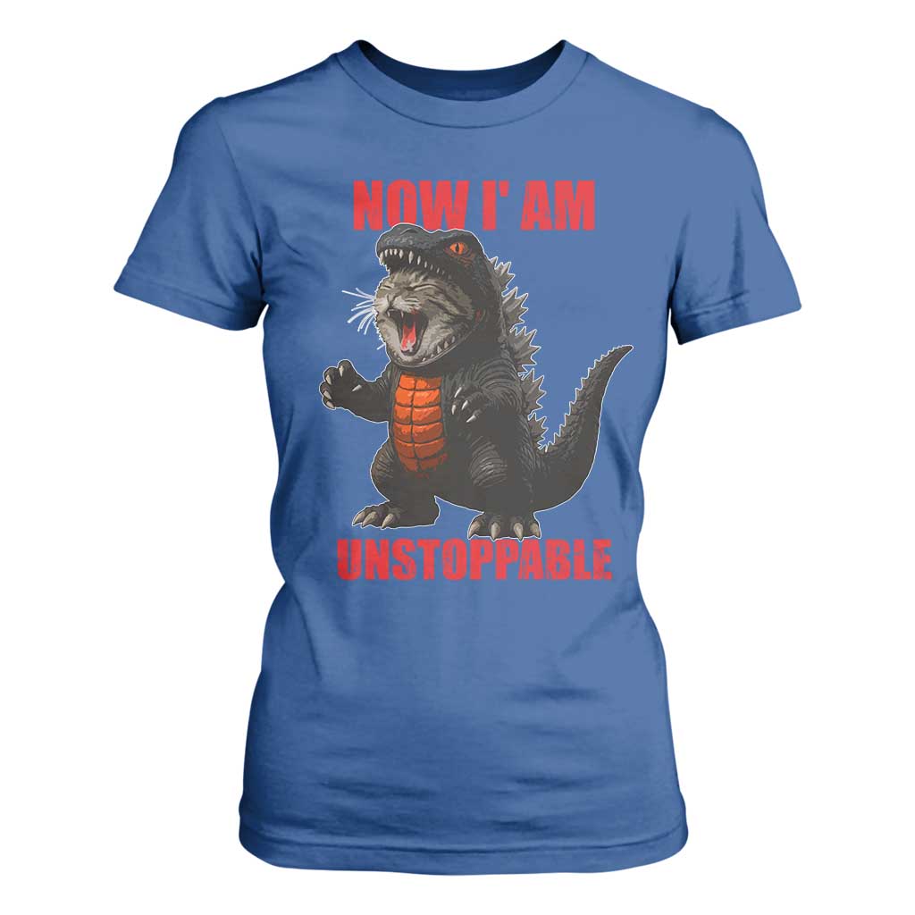 Now I Am Unstoppable T Shirt For Women Funny Cat Japanese Anime Kawaii TS14 Royal Blue Print Your Wear