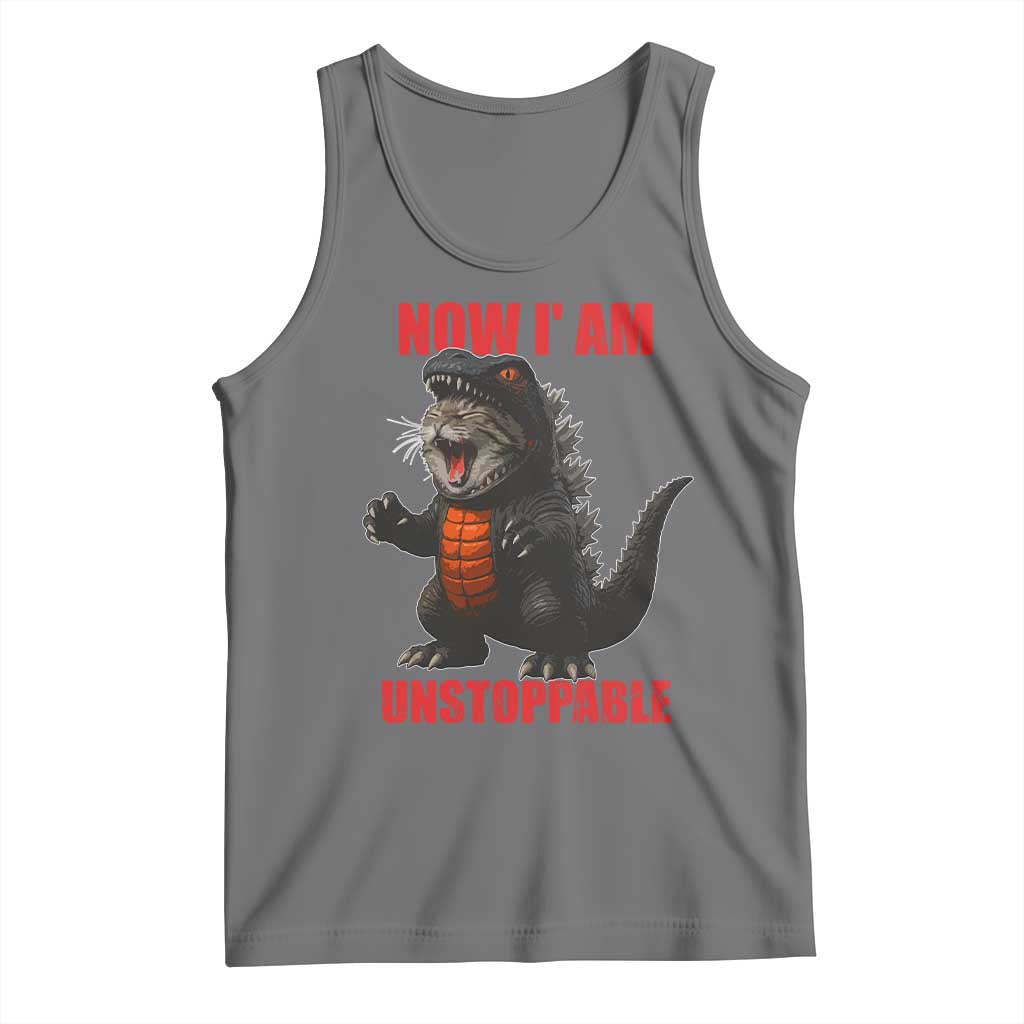 Now I Am Unstoppable Tank Top Funny Cat Japanese Anime Kawaii TS14 Black Heather Print Your Wear