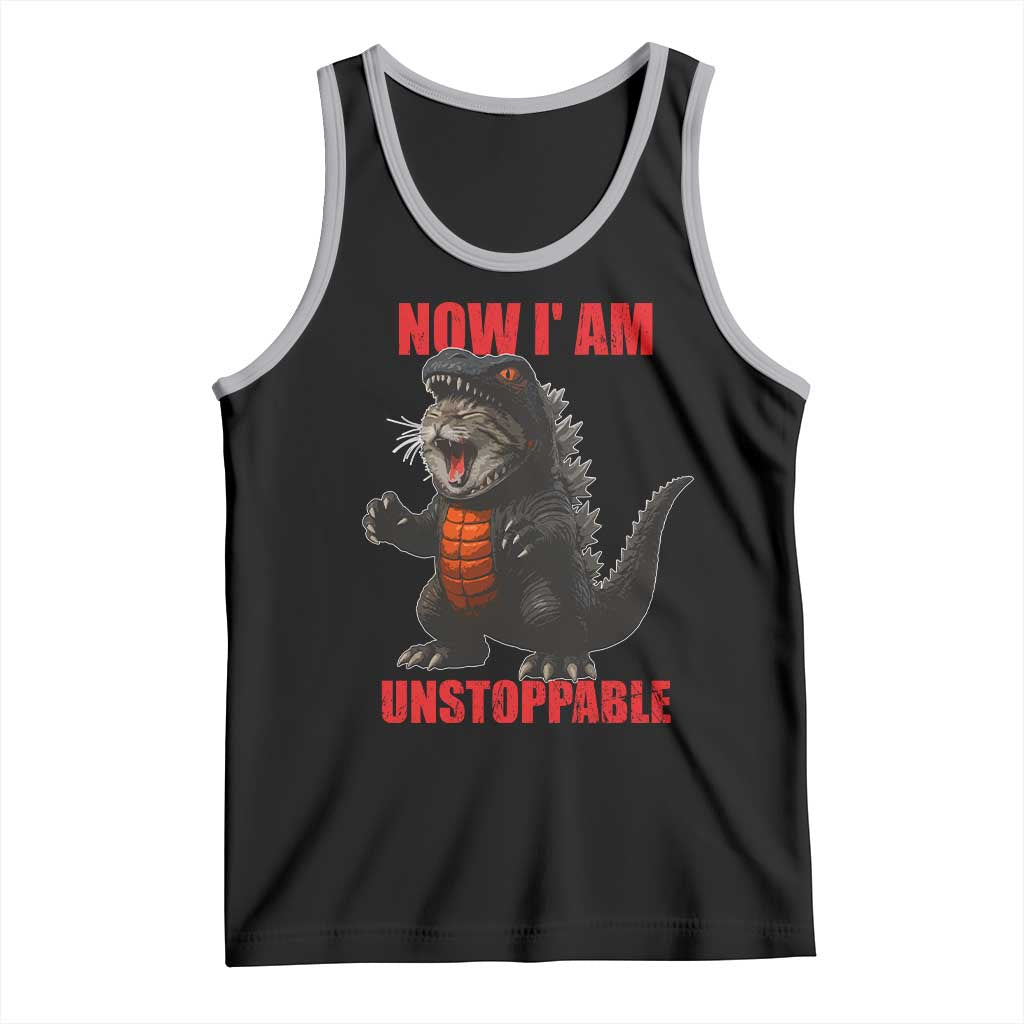 Now I Am Unstoppable Tank Top Funny Cat Japanese Anime Kawaii TS14 Black Athletic Heather Print Your Wear