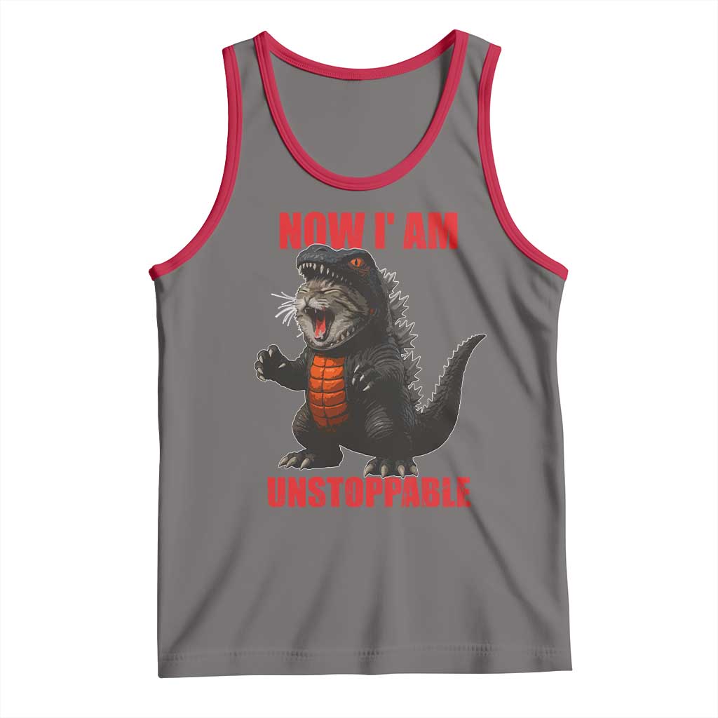 Now I Am Unstoppable Tank Top Funny Cat Japanese Anime Kawaii TS14 Deep Heather Red Print Your Wear