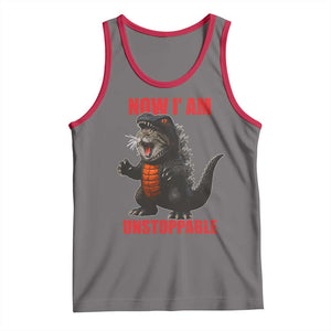 Now I Am Unstoppable Tank Top Funny Cat Japanese Anime Kawaii TS14 Deep Heather Red Print Your Wear