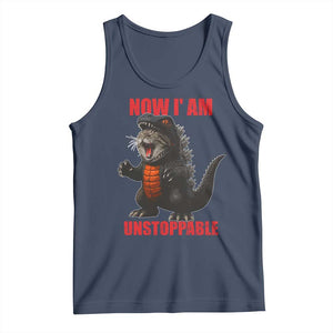 Now I Am Unstoppable Tank Top Funny Cat Japanese Anime Kawaii TS14 Navy Print Your Wear