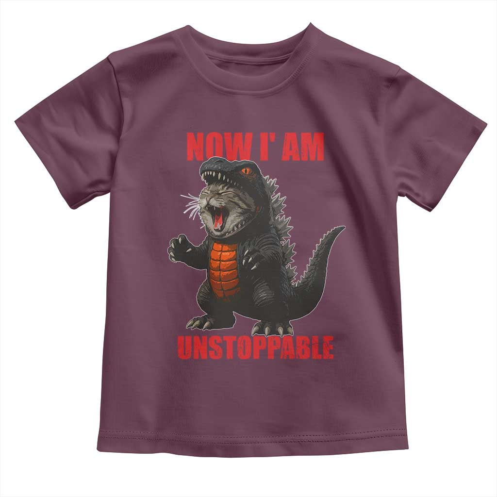Now I Am Unstoppable Toddler T Shirt Funny Cat Japanese Anime Kawaii TS14 Maroon Print Your Wear