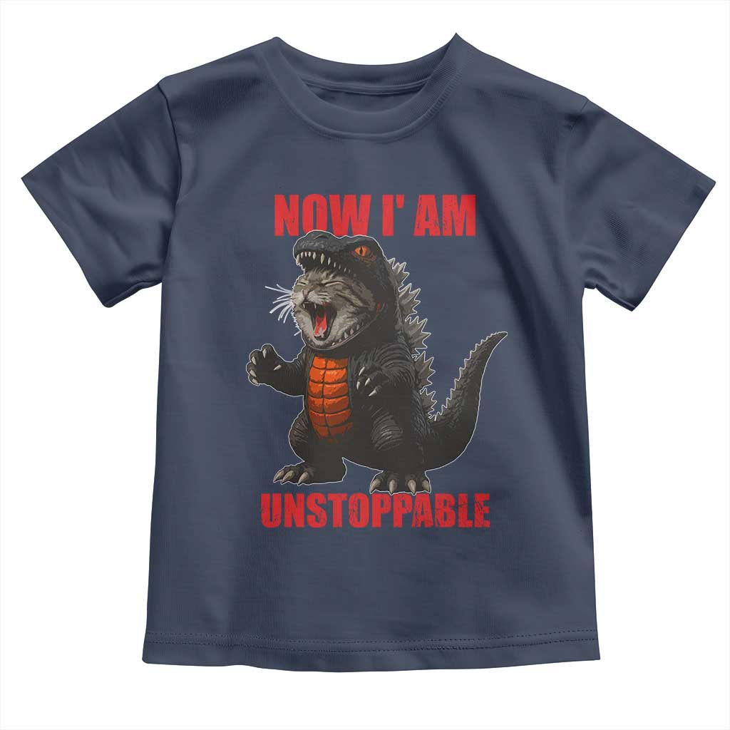 Now I Am Unstoppable Toddler T Shirt Funny Cat Japanese Anime Kawaii TS14 Navy Print Your Wear