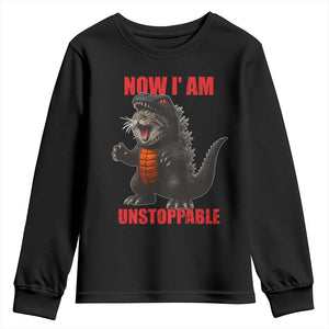 Now I Am Unstoppable Youth Sweatshirt Funny Cat Japanese Anime Kawaii TS14 Black Print Your Wear