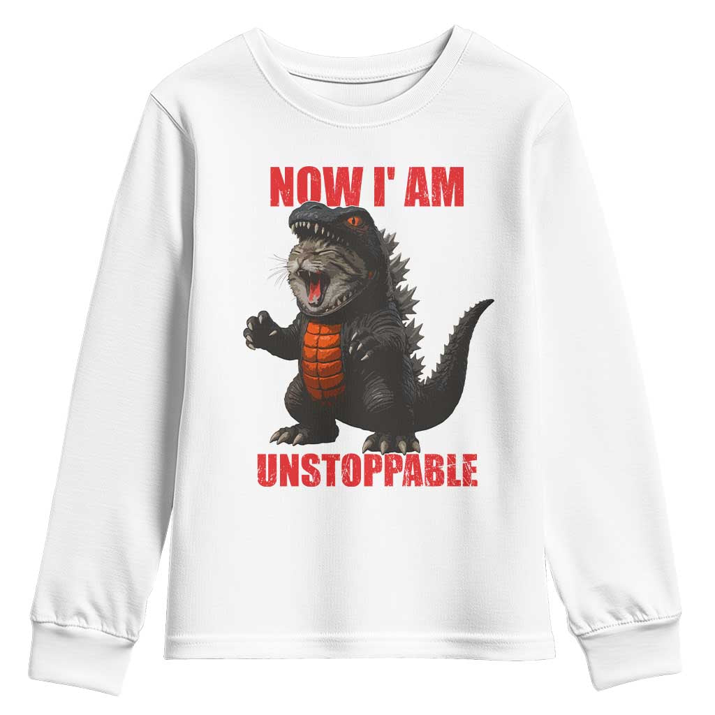 Now I Am Unstoppable Youth Sweatshirt Funny Cat Japanese Anime Kawaii TS14 White Print Your Wear