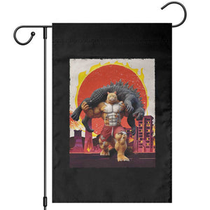 Japanese Kaiju Cat Cityscape Meme Garden Flag TS14 Black Print Your Wear
