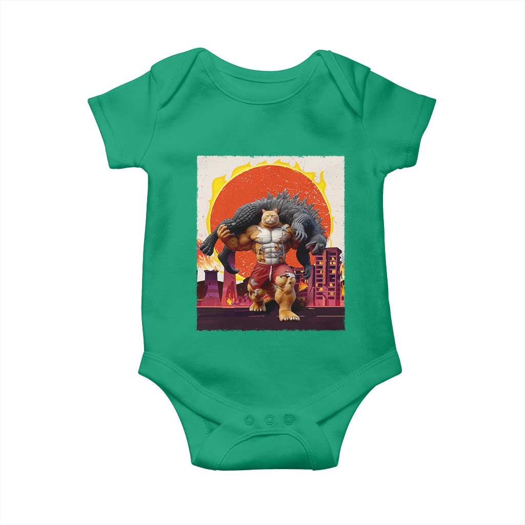 Japanese Kaiju Cat Cityscape Meme Baby Onesie TS14 Irish Green Print Your Wear