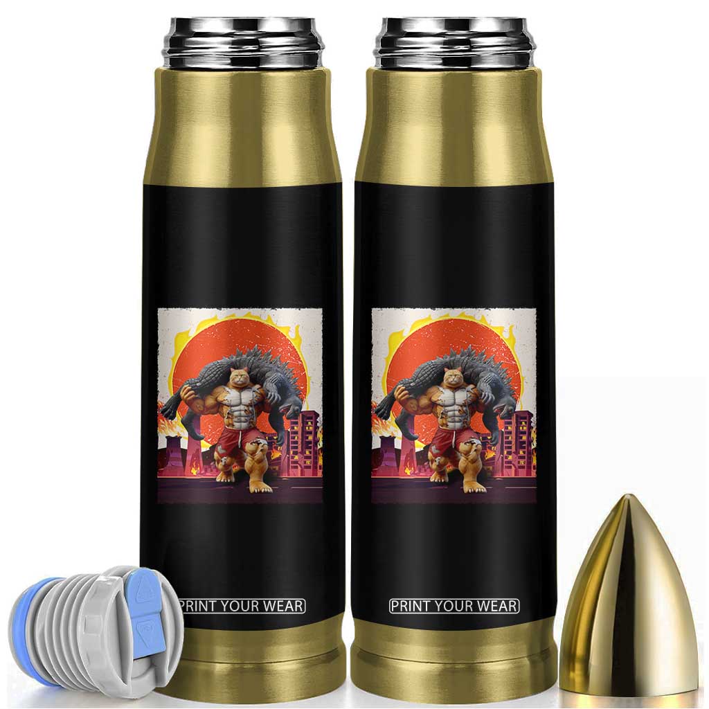 Japanese Kaiju Cat Cityscape Meme Bullet Tumbler TS14 Black Print Your Wear