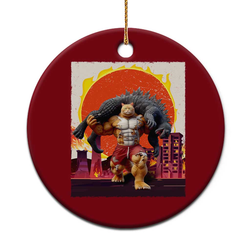 Japanese Kaiju Cat Cityscape Meme Ceramic Ornament TS14 1pc Red Print Your Wear