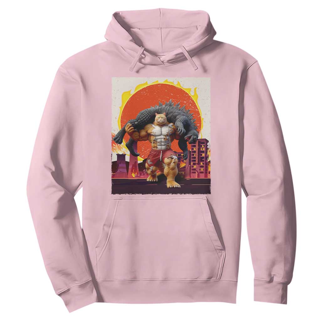 Japanese Kaiju Cat Cityscape Meme Hoodie TS14 Light Pink Print Your Wear
