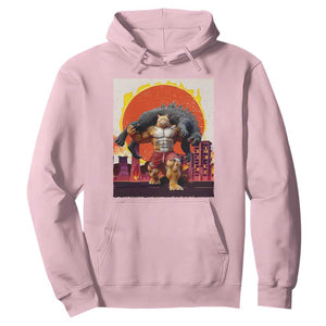 Japanese Kaiju Cat Cityscape Meme Hoodie TS14 Light Pink Print Your Wear