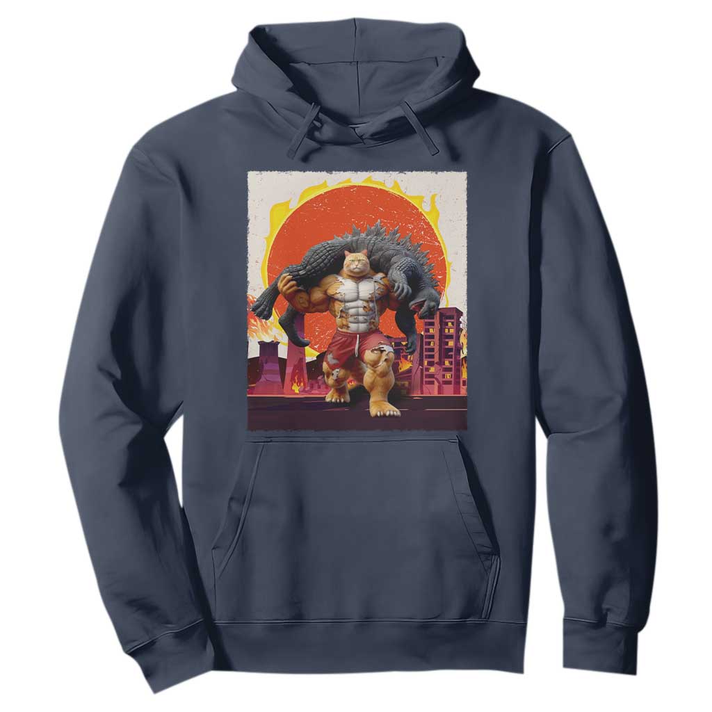 Japanese Kaiju Cat Cityscape Meme Hoodie TS14 Navy Print Your Wear