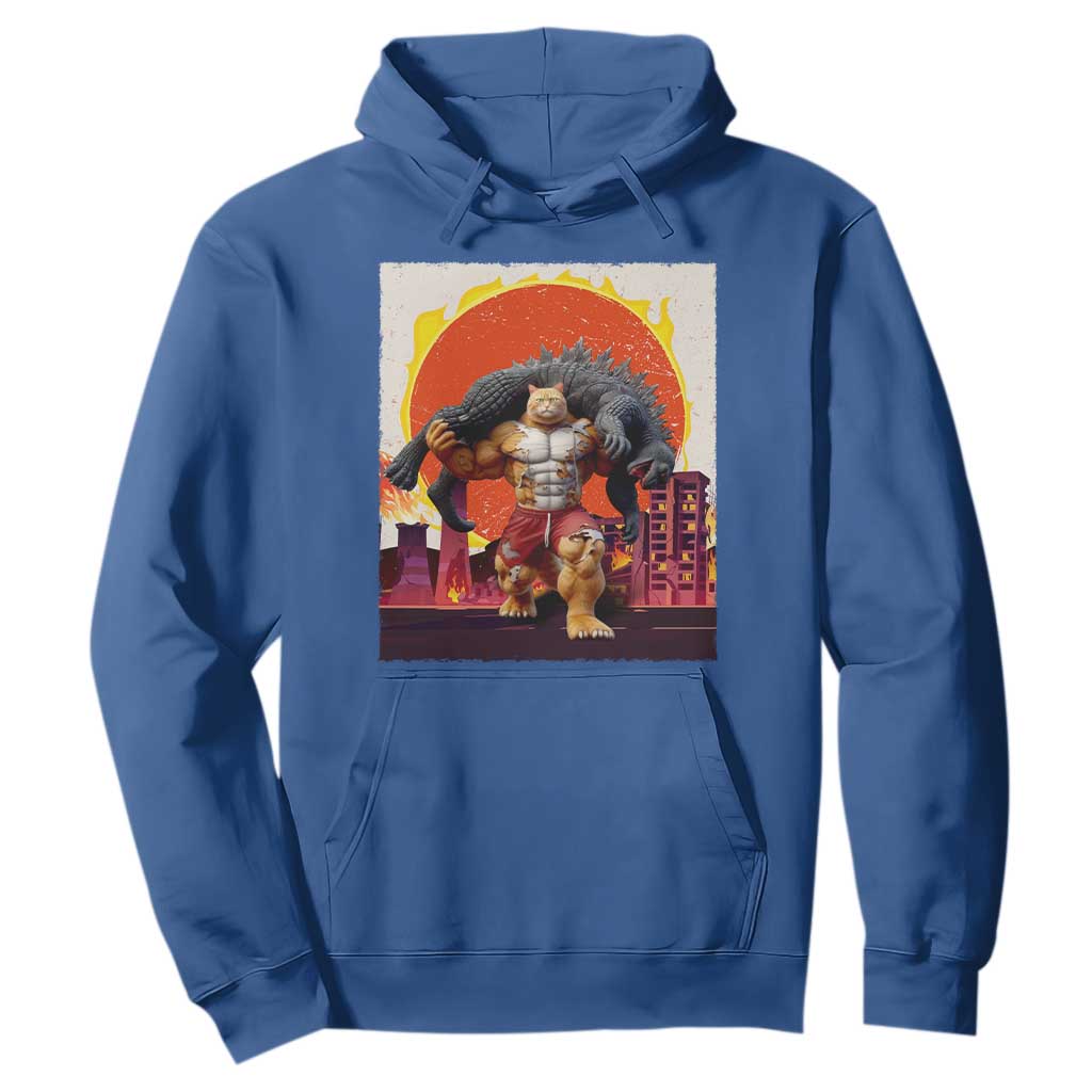 Japanese Kaiju Cat Cityscape Meme Hoodie TS14 Royal Blue Print Your Wear