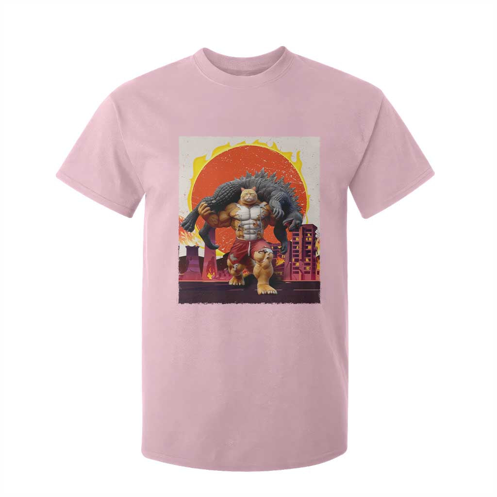 Japanese Kaiju Cat Cityscape Meme T Shirt For Kid TS14 Light Pink Print Your Wear