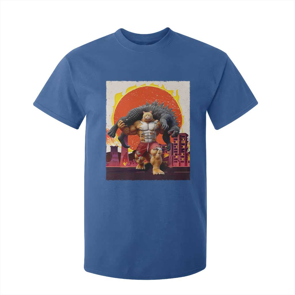 Japanese Kaiju Cat Cityscape Meme T Shirt For Kid TS14 Royal Blue Print Your Wear