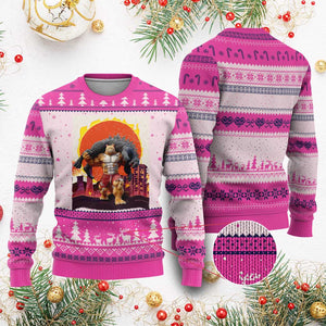 Japanese Kaiju Cat Cityscape Meme Ugly Christmas Sweater TS14 Hot Pink Print Your Wear