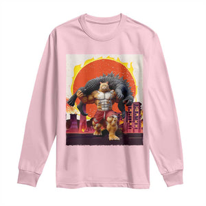 Japanese Kaiju Cat Cityscape Meme Long Sleeve Shirt TS14 Light Pink Print Your Wear