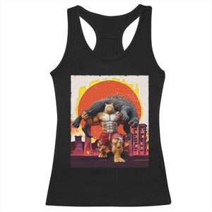Japanese Kaiju Cat Cityscape Meme Racerback Tank Top TS14 Black Print Your Wear