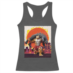Japanese Kaiju Cat Cityscape Meme Racerback Tank Top TS14 Dark Heather Print Your Wear