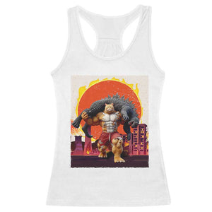 Japanese Kaiju Cat Cityscape Meme Racerback Tank Top TS14 White Print Your Wear