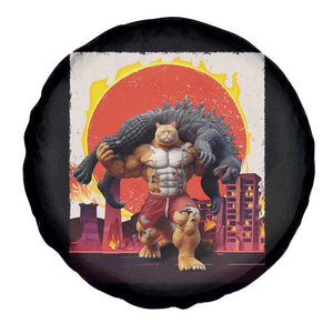 Japanese Kaiju Cat Cityscape Meme Spare Tire Cover TS14 Print Your Wear
