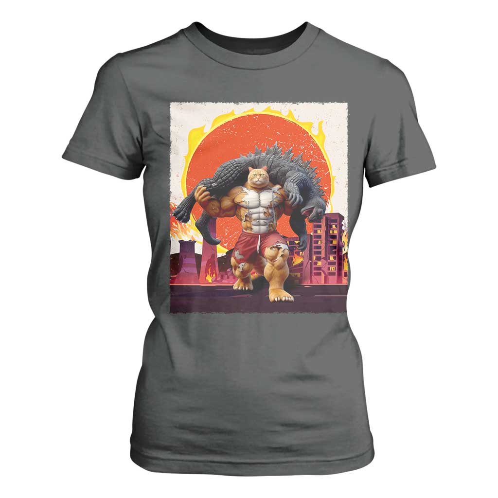 Japanese Kaiju Cat Cityscape Meme T Shirt For Women TS14 Dark Heather Print Your Wear