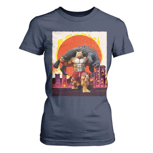 Japanese Kaiju Cat Cityscape Meme T Shirt For Women TS14 Navy Print Your Wear