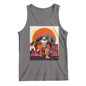 Japanese Kaiju Cat Cityscape Meme Tank Top TS14 Deep Heather Print Your Wear