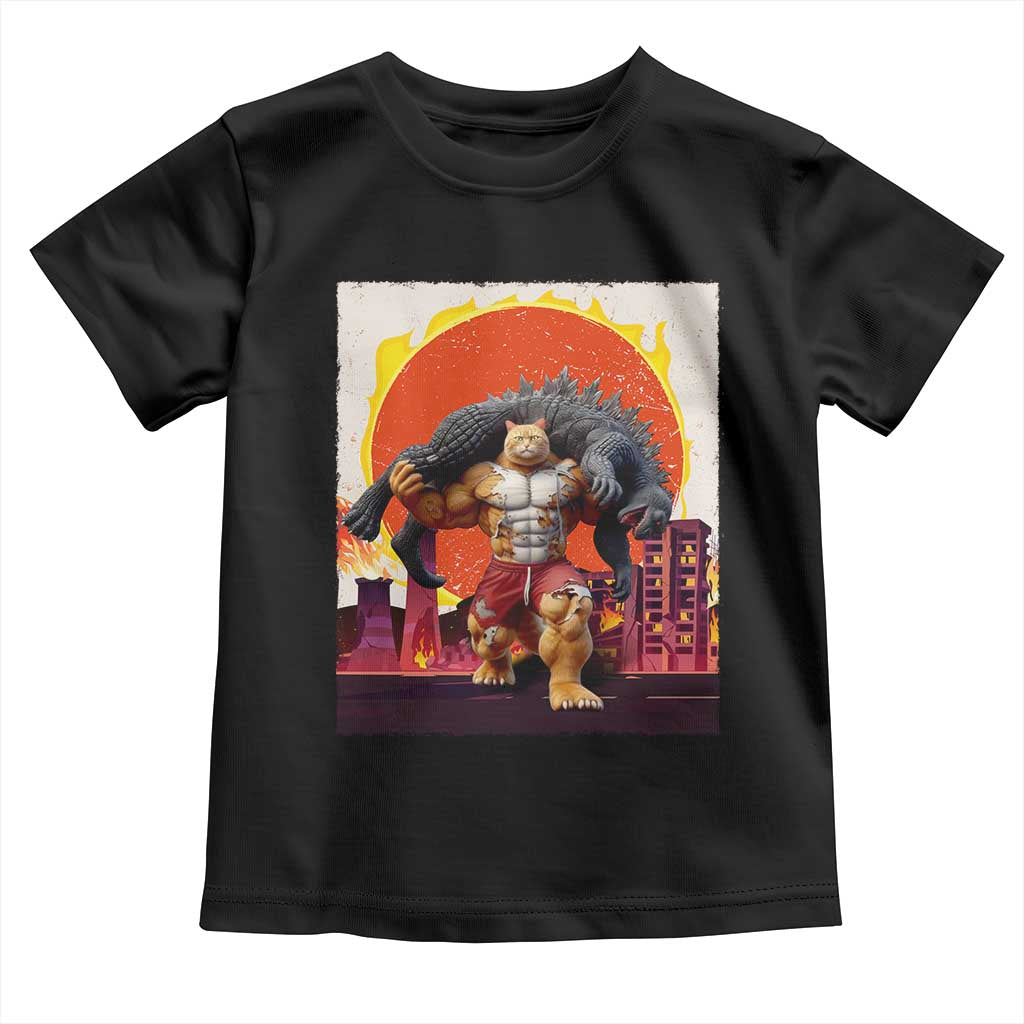 Japanese Kaiju Cat Cityscape Meme Toddler T Shirt TS14 Black Print Your Wear