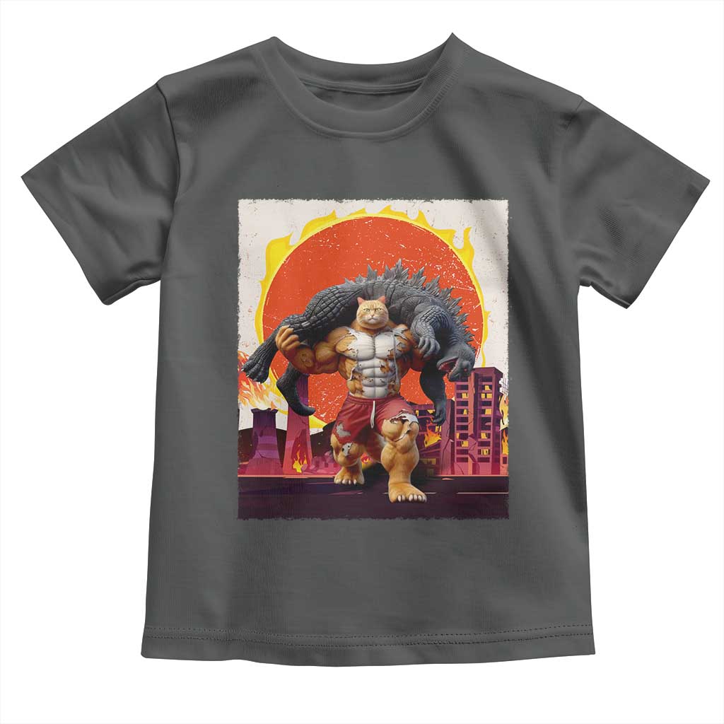 Japanese Kaiju Cat Cityscape Meme Toddler T Shirt TS14 Dark Heather Print Your Wear