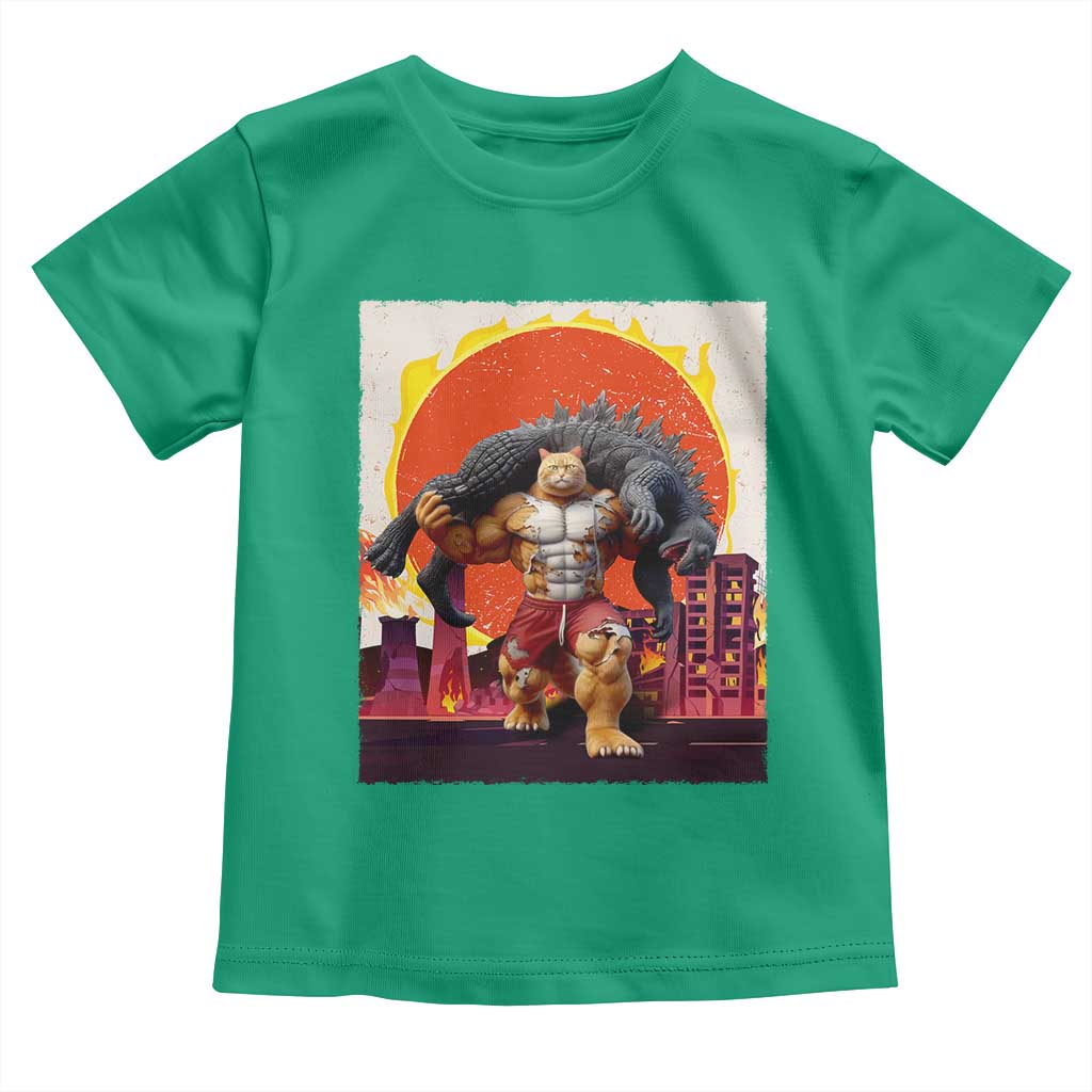 Japanese Kaiju Cat Cityscape Meme Toddler T Shirt TS14 Irish Green Print Your Wear