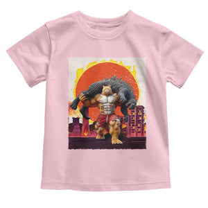 Japanese Kaiju Cat Cityscape Meme Toddler T Shirt TS14 Light Pink Print Your Wear
