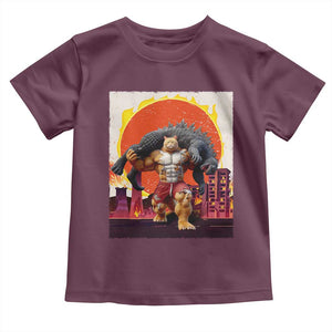 Japanese Kaiju Cat Cityscape Meme Toddler T Shirt TS14 Maroon Print Your Wear