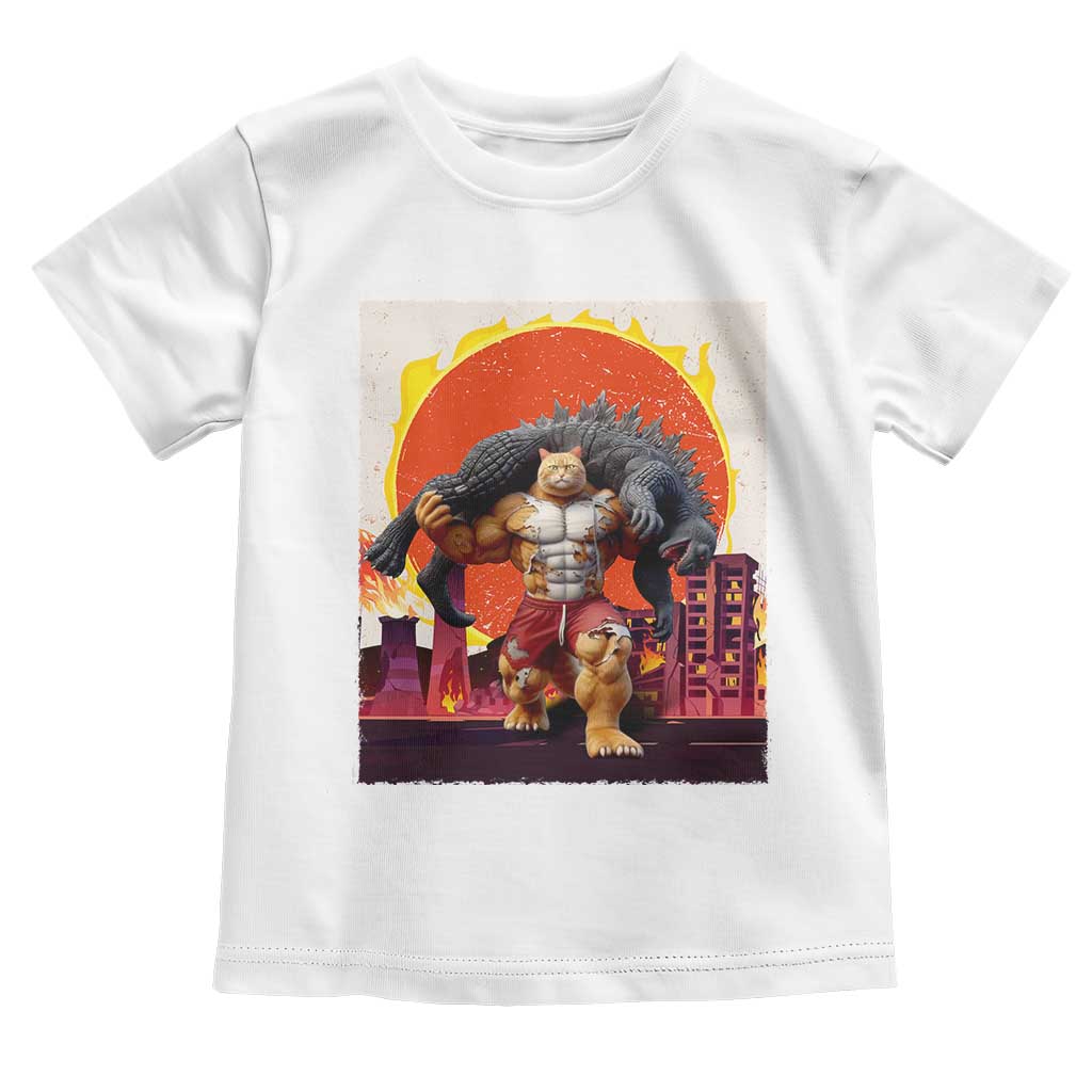 Japanese Kaiju Cat Cityscape Meme Toddler T Shirt TS14 White Print Your Wear
