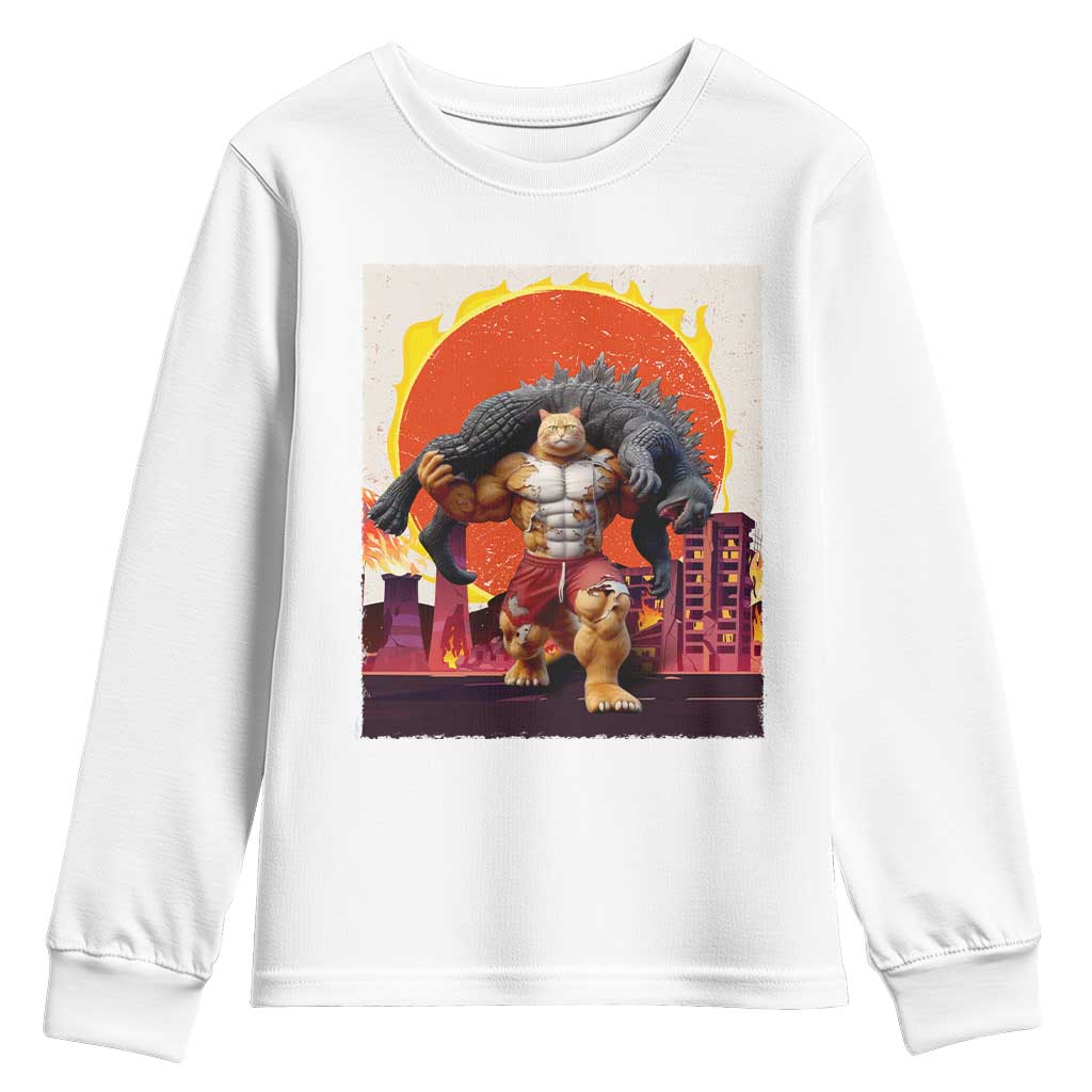 Japanese Kaiju Cat Cityscape Meme Youth Sweatshirt TS14 White Print Your Wear