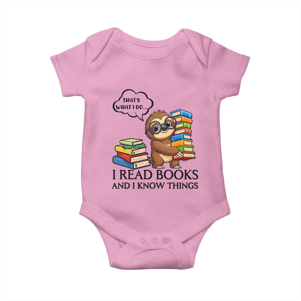 That Is What I Do I Read Books Baby Onesie Funny Sloth Book Lover TS14 Light Pink Print Your Wear