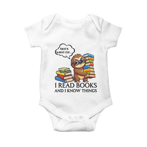 That Is What I Do I Read Books Baby Onesie Funny Sloth Book Lover TS14 White Print Your Wear