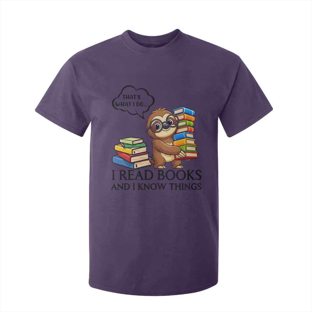 That Is What I Do I Read Books T Shirt For Kid Funny Sloth Book Lover TS14 Purple Print Your Wear