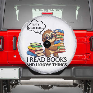 That Is What I Do I Read Books Spare Tire Cover Funny Sloth Book Lover TS14 White Print Your Wear